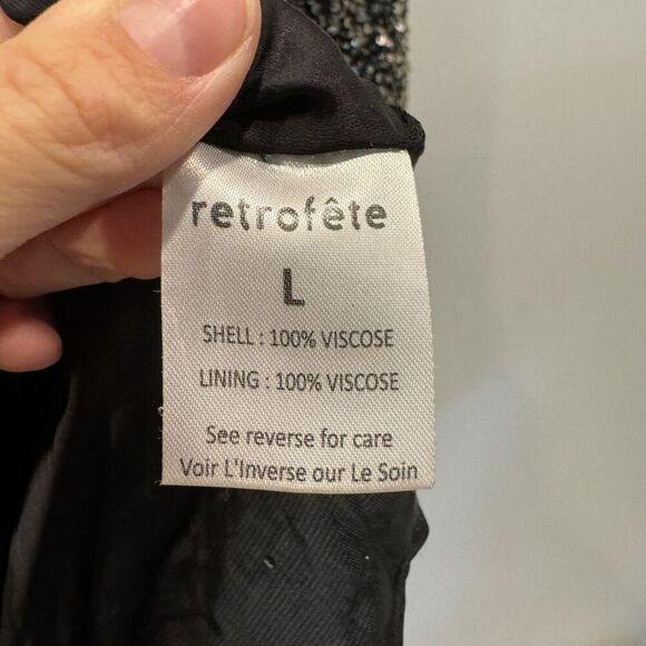 NWOT Retrofete Dress Full Sequin Summer Party Black Long Sleeve Women sz Large - Picture 7 of 12